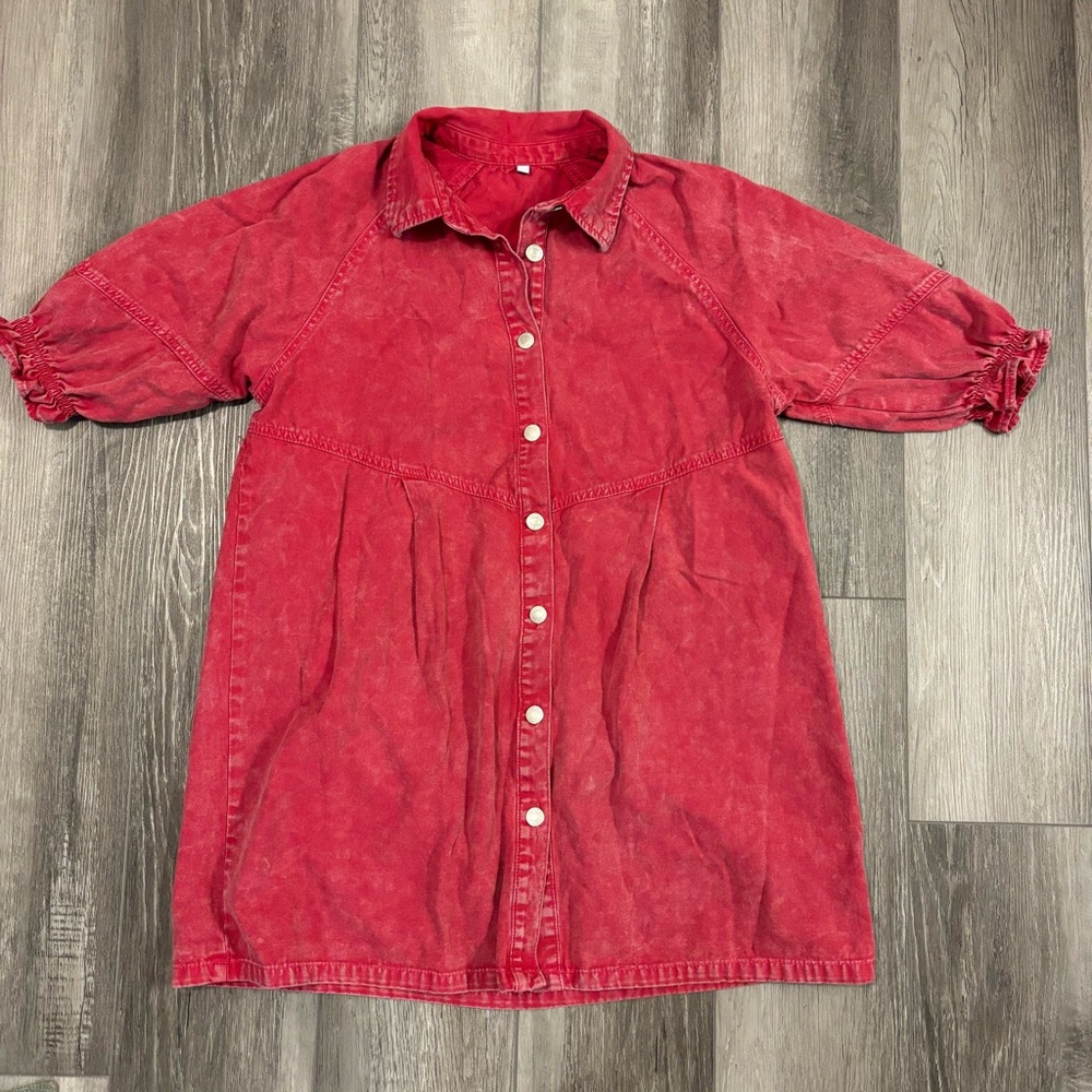 Distressed Dress Red/pink